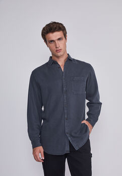Camisa Hombre Lavada Azul Sioux